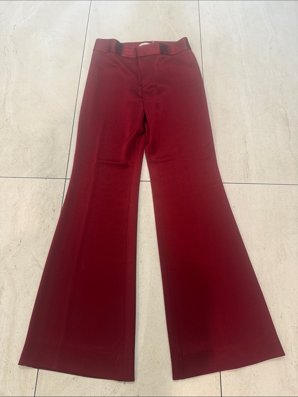 Alice + Olivia Vibrant Red High-Waist Trousers with Front Zip size 6 inseam 32